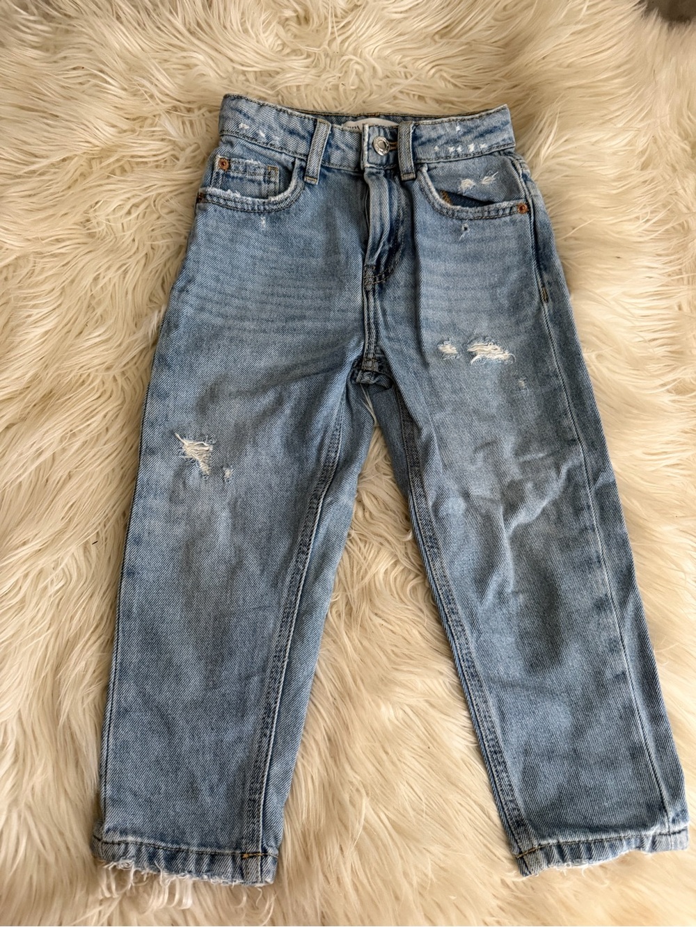 ZARA Girls Light Blue Distressed Jeans